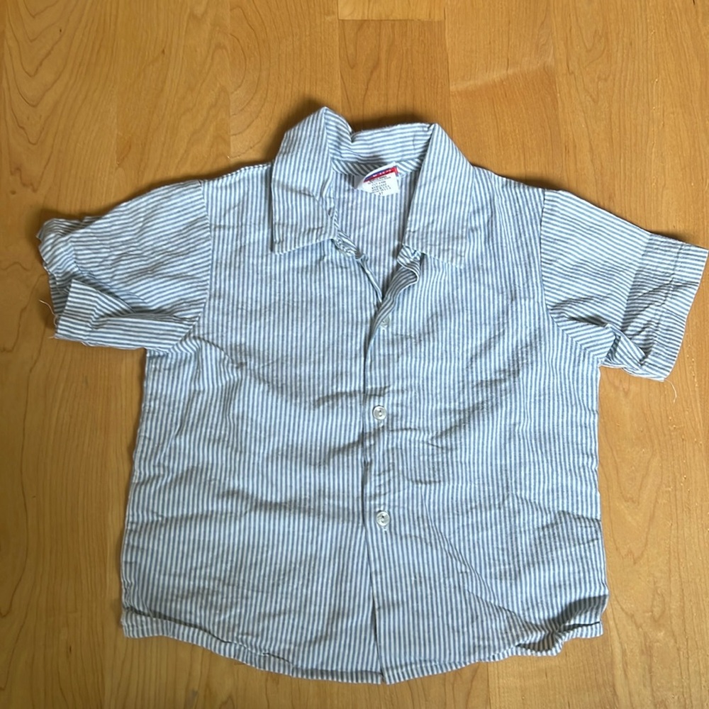 Designed by great guy, blue and white striped button up
